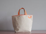 Small Tote Bag - Natural - orange dots