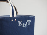 Small Tote Bag - Indigo - silver dots