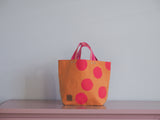 Small Tote Bag - Orange - pink dots