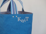 Small Tote Bag - Barry Blue - silver dots