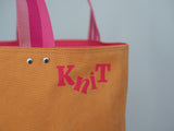 Small Tote Bag - Orange - pink dots