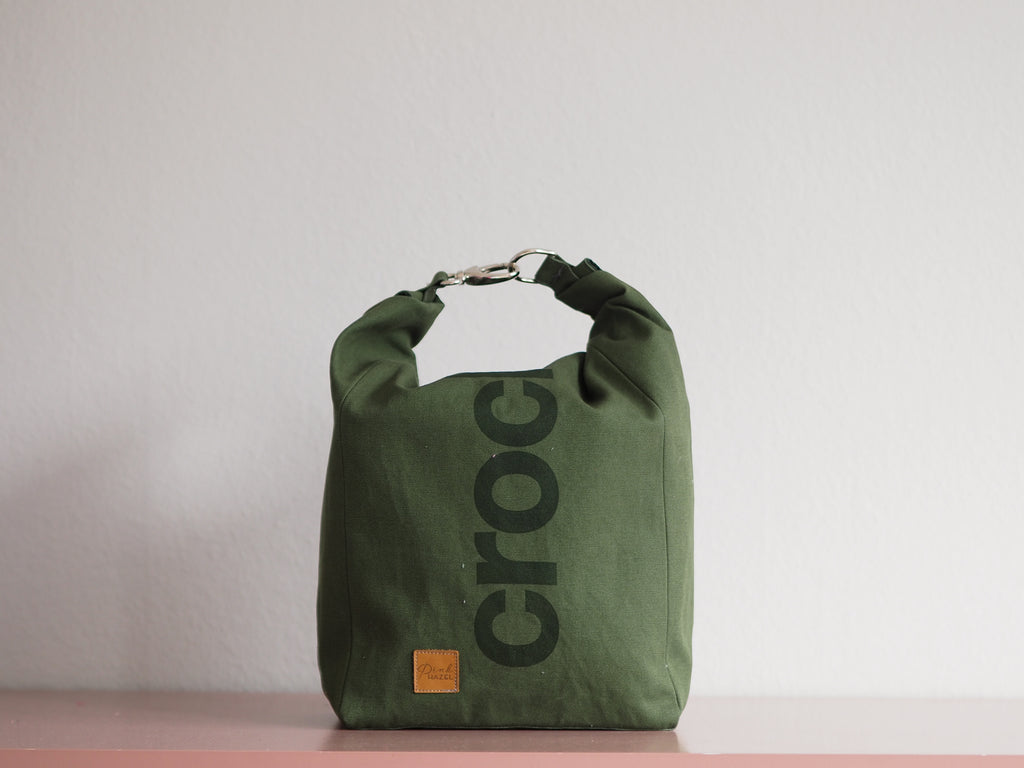 Roll & Stroll Bag - Crochet - Green Khaki - printed green