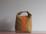 Roll & Stroll Bag - Crochet - Brown Khaki  - printed orange