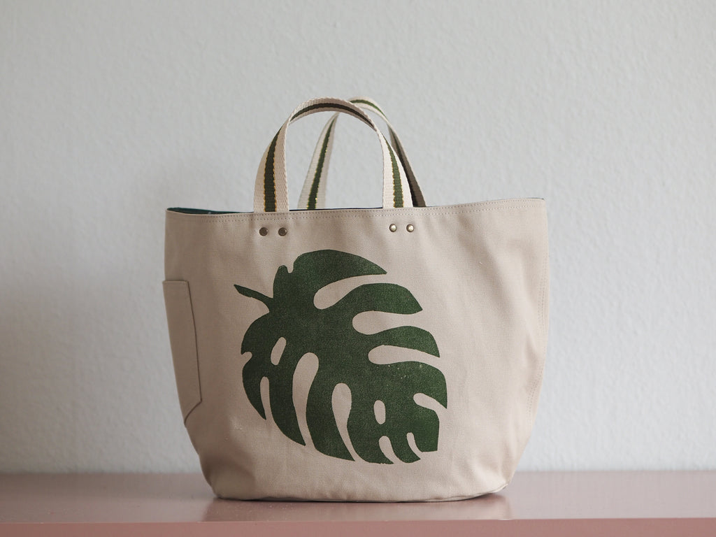 Tote Bag - Monstera - grey mist