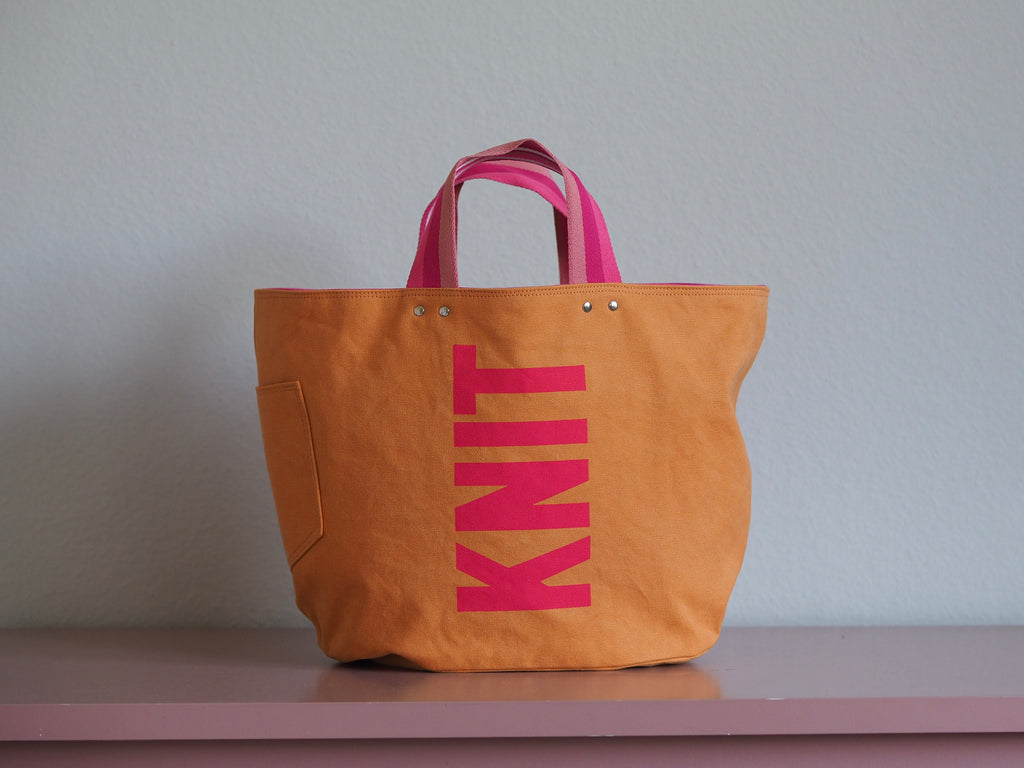 Tote Bag - Orange - printed pink