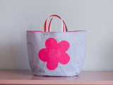 Tote Bag - Pale Purple - pink flower