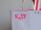 Tote Bag - Pale Purple - pink flower