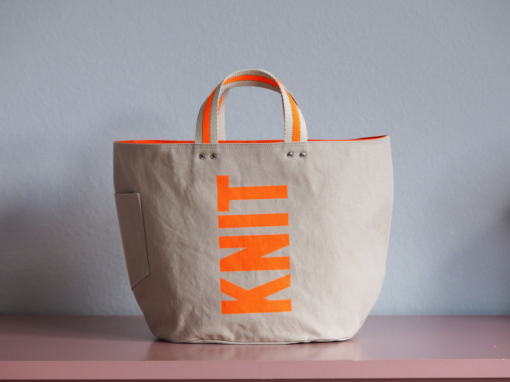 Tote Bag - Grey Mist - printed orange
