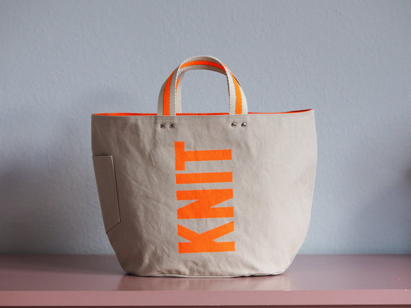 Tote Bag - Grey Mist - printed orange